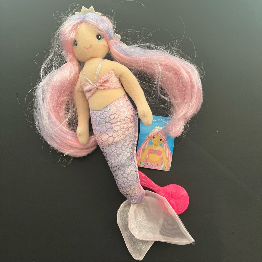 NWT Douglas Princess Mermaid Plush with Brush- Needs Hair Help